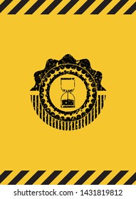 sand clock icon grunge warning sign emblem. Vector Illustration. Detailed.