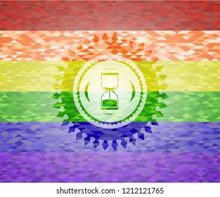 sand clock icon inside lgbt colors emblem 