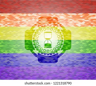 sand clock icon inside lgbt colors emblem 