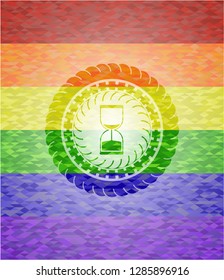 sand clock icon inside lgbt colors emblem 