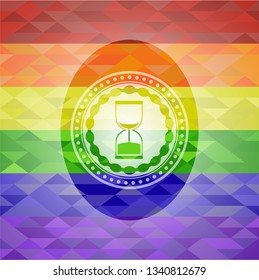 sand clock icon inside lgbt colors emblem 