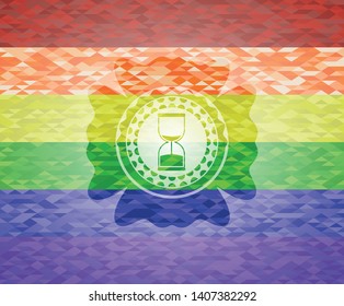 sand clock icon inside lgbt colors emblem 