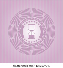 sand clock icon inside pink icon or emblem
