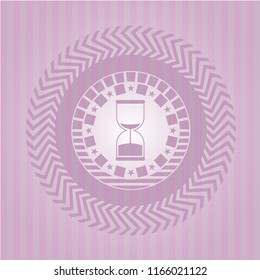 sand clock icon inside realistic pink emblem