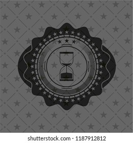 sand clock icon inside realistic black emblem