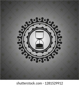 sand clock icon inside realistic black emblem