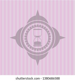 sand clock icon inside realistic pink emblem