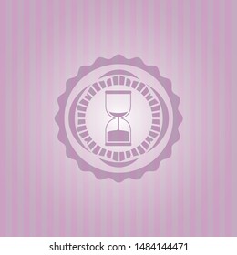 sand clock icon inside realistic pink emblem