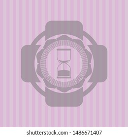 sand clock icon inside realistic pink emblem
