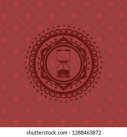 sand clock icon inside retro style red emblem
