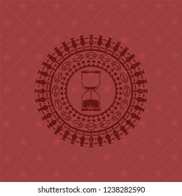 sand clock icon inside vintage red emblem