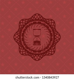 sand clock icon inside vintage red emblem