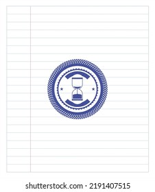 Sand-Uhr-Ikone Stift Markiert. Blaue Tinte. Vektorgrafik. Detaillierte Angaben. 