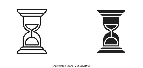 Sand clock Icon set in black color for ui designs