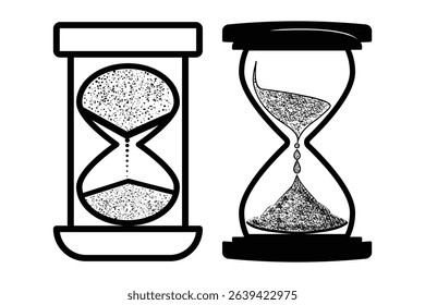 Sand clock icon set. Modern hourglass icons set, timer symbol, time management, countdown, deadline, sand clock, minimalist design. 