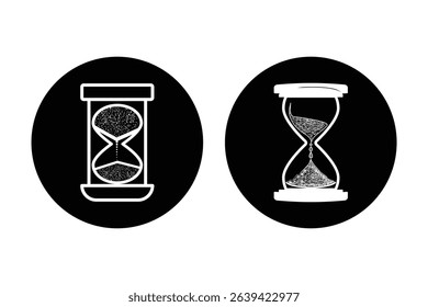 Sand clock icon set. Modern hourglass icons set, timer symbol, time management, countdown, deadline, sand clock, minimalist design. 
