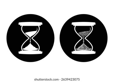 Sand clock icon set. Modern hourglass icons set, timer symbol, time management, countdown, deadline, sand clock, minimalist design. 
