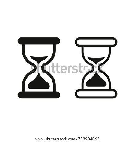 Sand clock icon simple set. Hourglass vector flat black illustration.