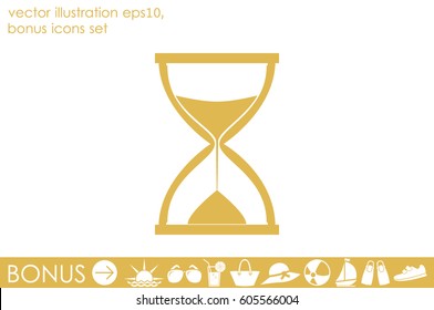 Sand clock icon vector illustration eps10. Isolated badge for website or app - stock infographics