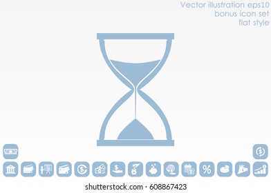 Sand clock icon vector illustration eps10. Isolated badge for website or app - stock infographics