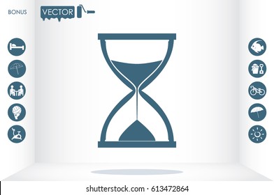Sand clock icon vector illustration eps10. Isolated badge for website or app - stock infographics