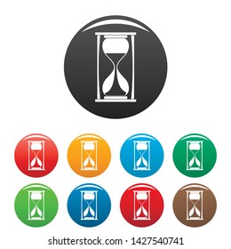 Sand clock icons set 9 color vector isolated on white for any design