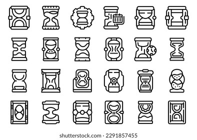 Los iconos de reloj de arena establecen el vector de contorno. Vigila el tiempo. Esperando el reloj
