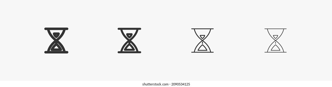 Sand clock isolated icon set. Sand clock symbol for time and promotion. Linear sand clock vector illustration set