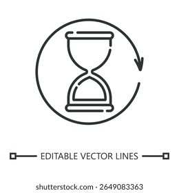 Sand clock linear icon. Sand clock icon with hourglass and circular arrow suitable for time management apps, websites, social media posts, and business presentations.