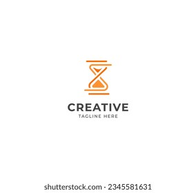 Sand Clock logo. Stopwatch time logo illustration. 