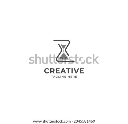 Sand Clock logo. Stopwatch time logo illustration. 