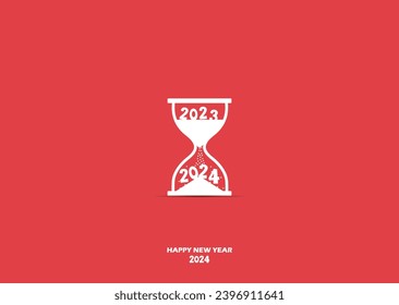 Sand Clock with New Year Concept. Happy New Year 2024. vector illustrations