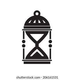 Sand clock silhouette, isolated on white background.