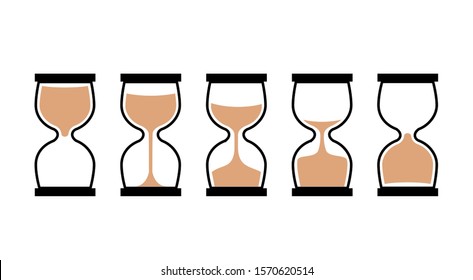 Sand clock time icon. Hour glass sand watch timer. Hourglass illustration flat sandclock.