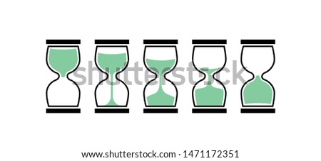 Sand clock time icon. Hour glass sand watch timer. Hourglass illustration flat sandclock.