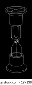 sand clock white on black background
