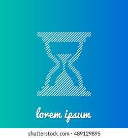 Sand clock White stroke fill with blue & green gradient background Icon / Logo Design