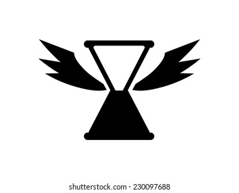 Sand Clock with Wings Icon.
