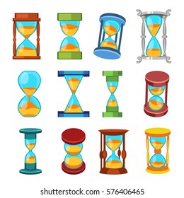 Sand clocks vector isolated.