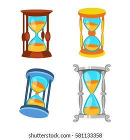 Sand clocks vector isolated.