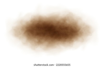 Sand cloud, sandstorm, dirty dust or brown smoke. Heavy thick smog effect. Realistic vector illustration