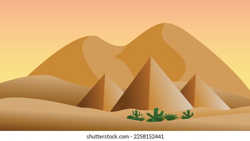 Archivo vectorial del paisaje del desierto de arena