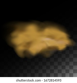 Sand with dirt, city smell smog, heavy thick dust, brown cloud. Dust cloud with particles realistic vector isolated.