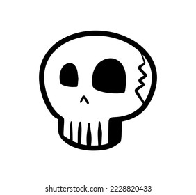 Sand drawn skull design vector. Doodle character symbol. 
