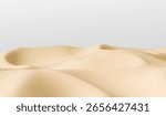 Sand dune background isolated on transparent surface, golden desert hills with smooth curves and soft shadows. Beach terrain for summer vacation graphics, Arabian landscape overlay, nature composition