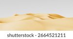 Sand dune background isolated on transparent surface, golden desert hills with smooth curves and soft shadows. Beach terrain for summer vacation graphics, Arabian landscape overlay, nature composition