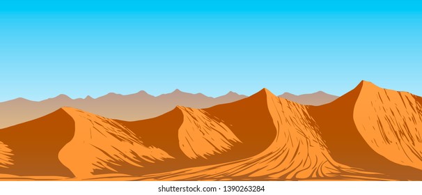 sand dunes in desert. Vector illustration.