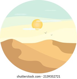 Sand dunes, illustration, vector on a white background.