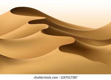 Sand dunes landscape. Desert vector illustration