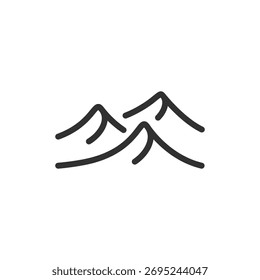 Sand dunes, linear icon. Desert landscape and natural terrain. Line with editable stroke.
